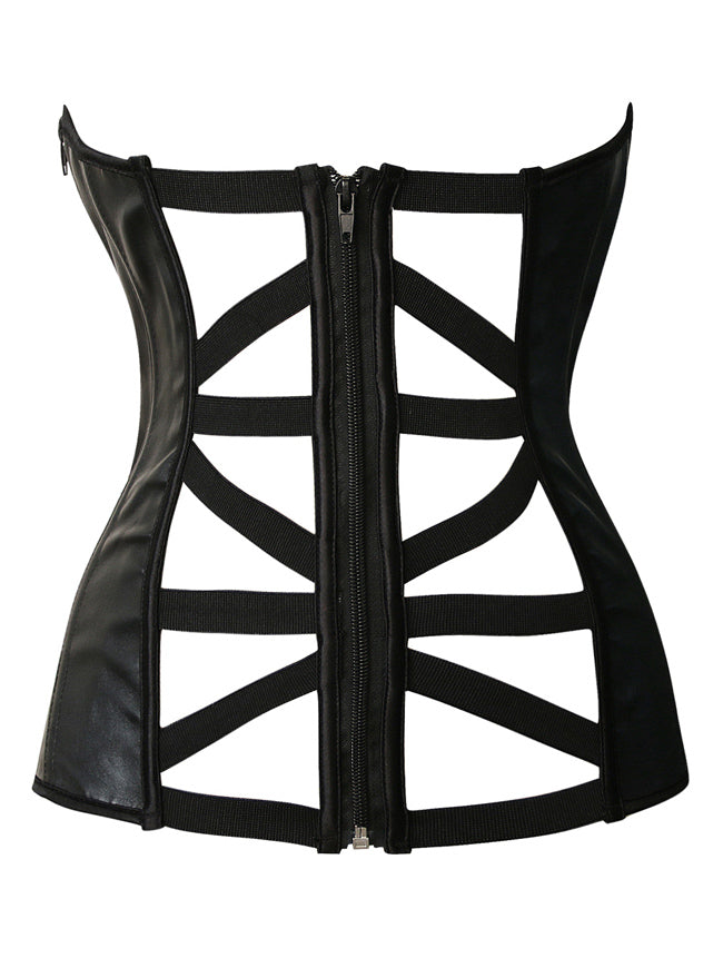 Women PU Leather Boned Corset Gothic Steampunk Lace Up Overbust  Demi Bustier Tops Waist Training Corsets with Zipper : Clothing, Shoes &  Jewelry