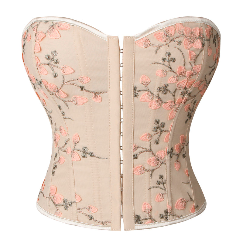 Vs Floral Embroidery Strapless Corset Top
