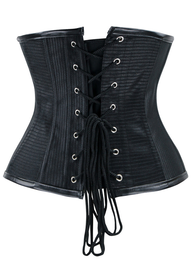 Steampunk Retro Burlesque Lace Up Waist Cincher Chain Underbust Corset Tops Back View